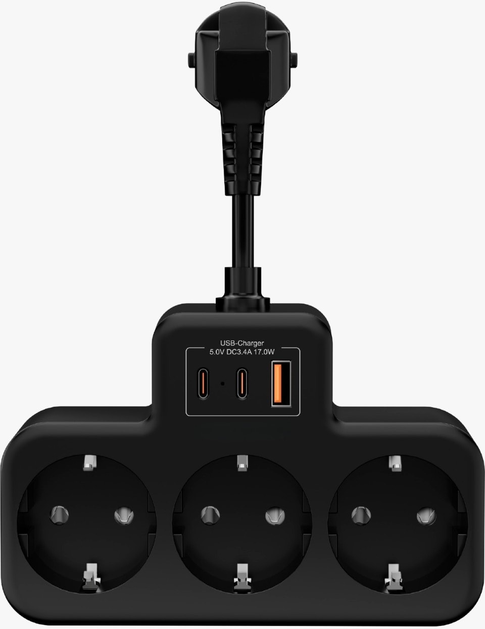 Çoklu Kablolu Priz Yüksek Gerilim Korumalı 3'lü Priz 1x USB 2x Type-C Çıkışlı Grup Priz Çoğaltıcı