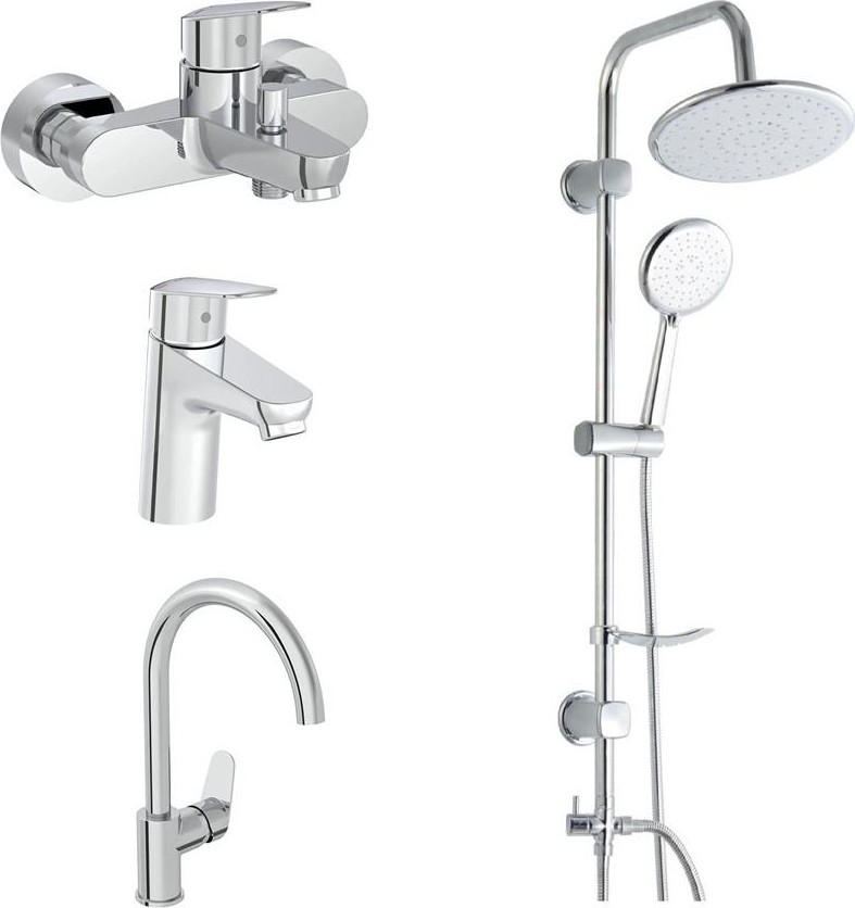 Flow Round Banyo + Lavabo + Eviye Bataryası + Duxxa Bolero Duş Seti