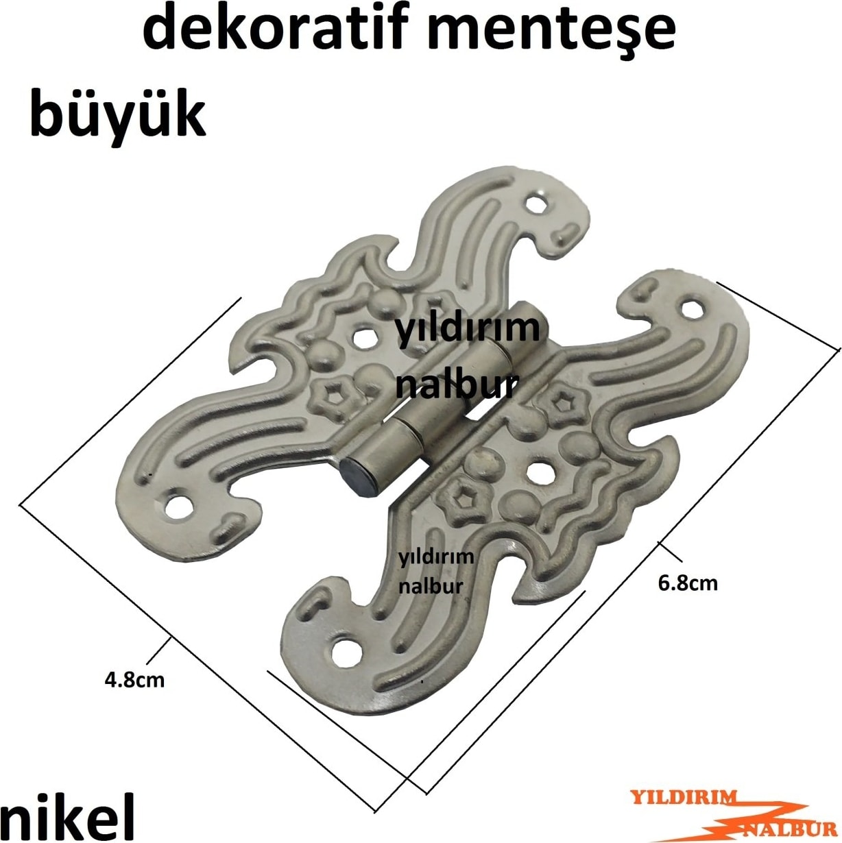 Nikel Metalik Dekoratif 4 Adet Büyük Menteşe Yaprak Menteşe Kutu Dolap Menteşe