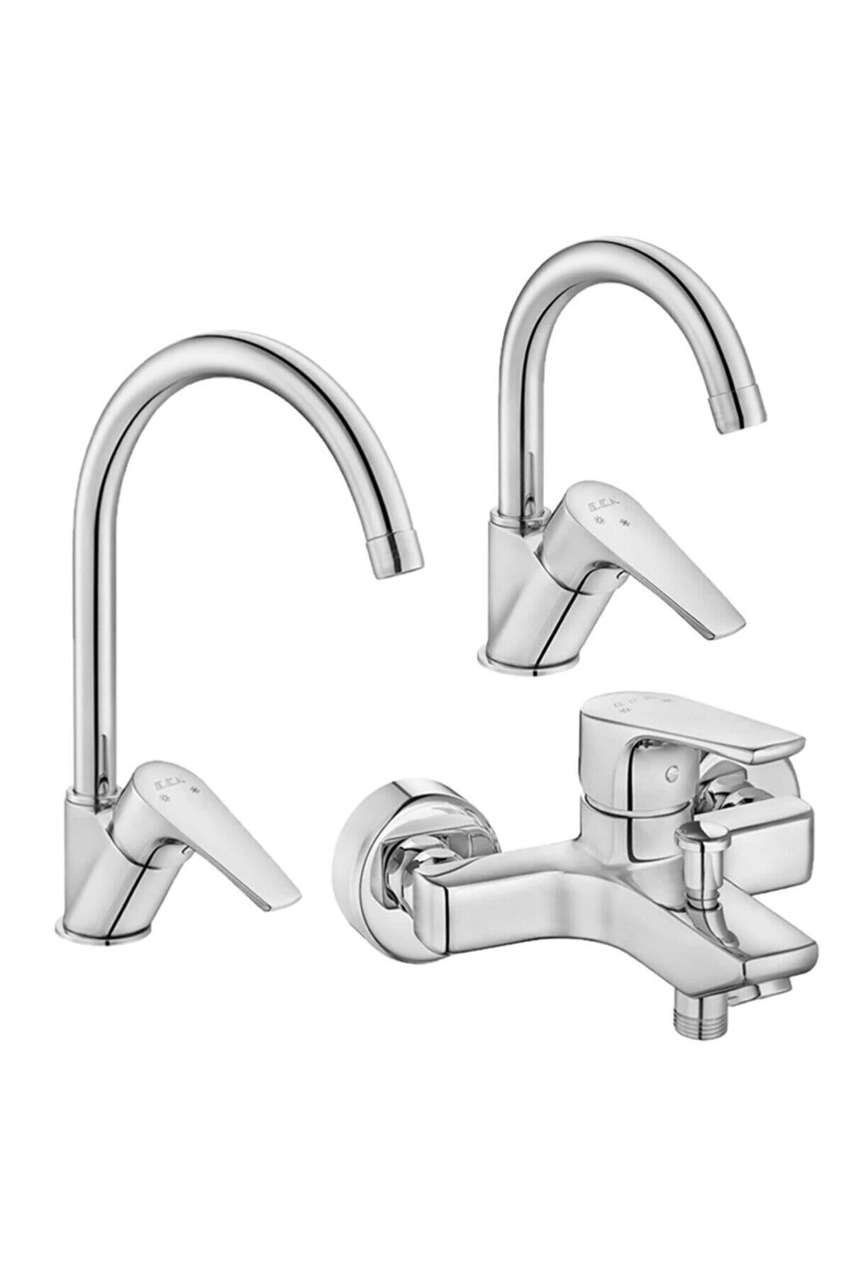 Niobe 3'lü Set 20 Yıl Garantili (KUĞU LAVABO BATARYA , BANYO BATARYA , MUTFAK EVYE BATARYA)