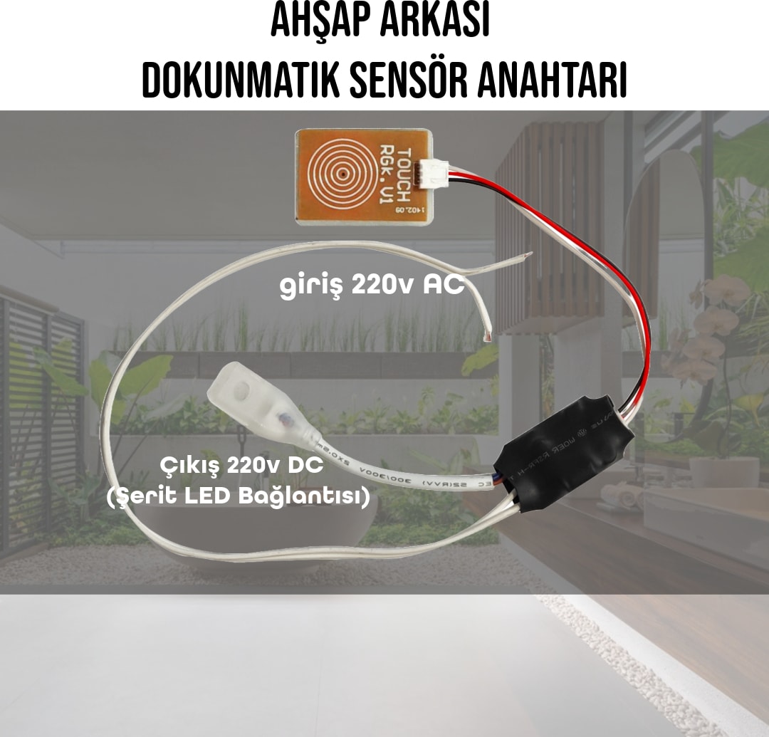 220V Ahşap Arkası Dokunmatik Sensör Anahtarı
