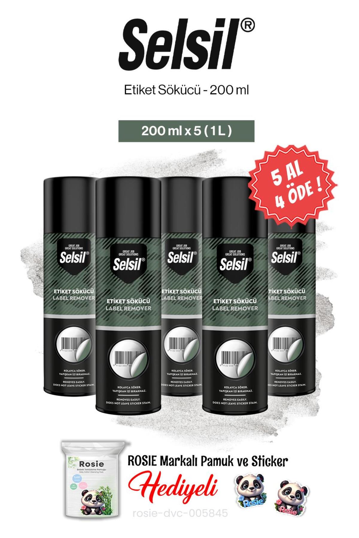 SELSİL 5 AL 4 ÖDE, 200 ml, Etiket Sökücü ve rosie pamuk