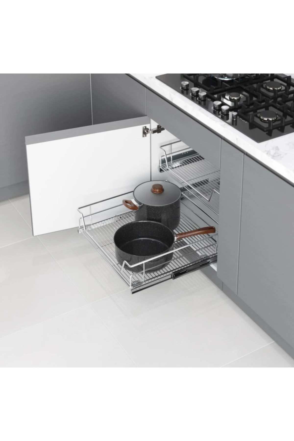 Bağımsız Tls. Raylı Çekmece 60 Cm (FR.)-krom