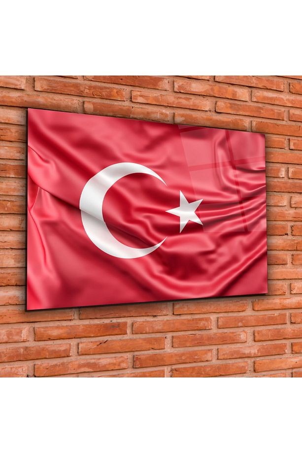 Türk Bayrağı Cam Tablo 3 | 50x70 | Uv Baskı | Temperli