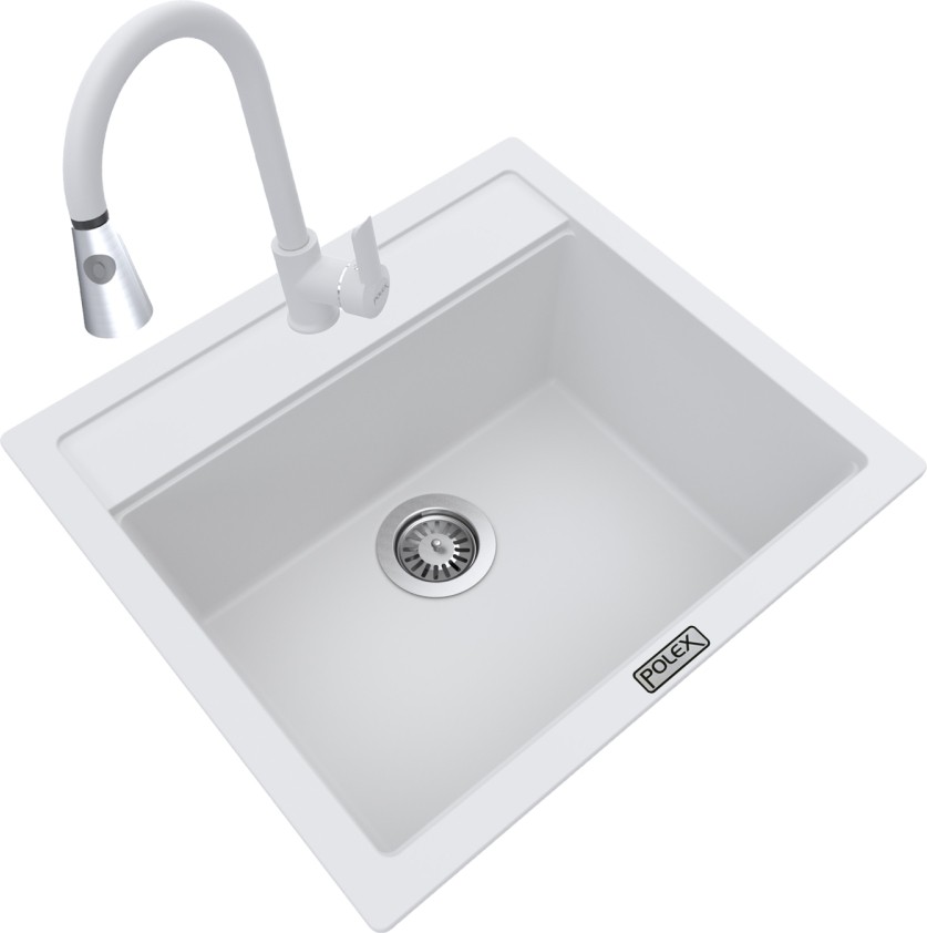 Cristalüx Granit Eviye P-08+Spiralli Beyaz