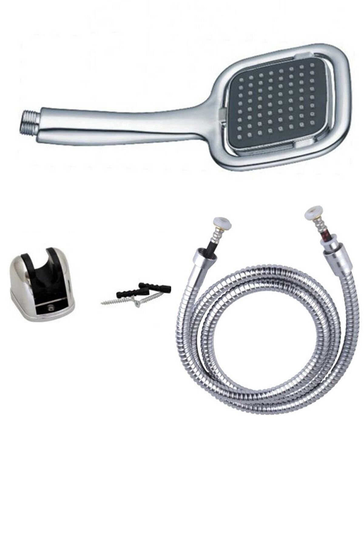 Siyah Karemsi Duş Telefonu Banyo Duş Seti Hortum Mafsal Ve Başlık Set
