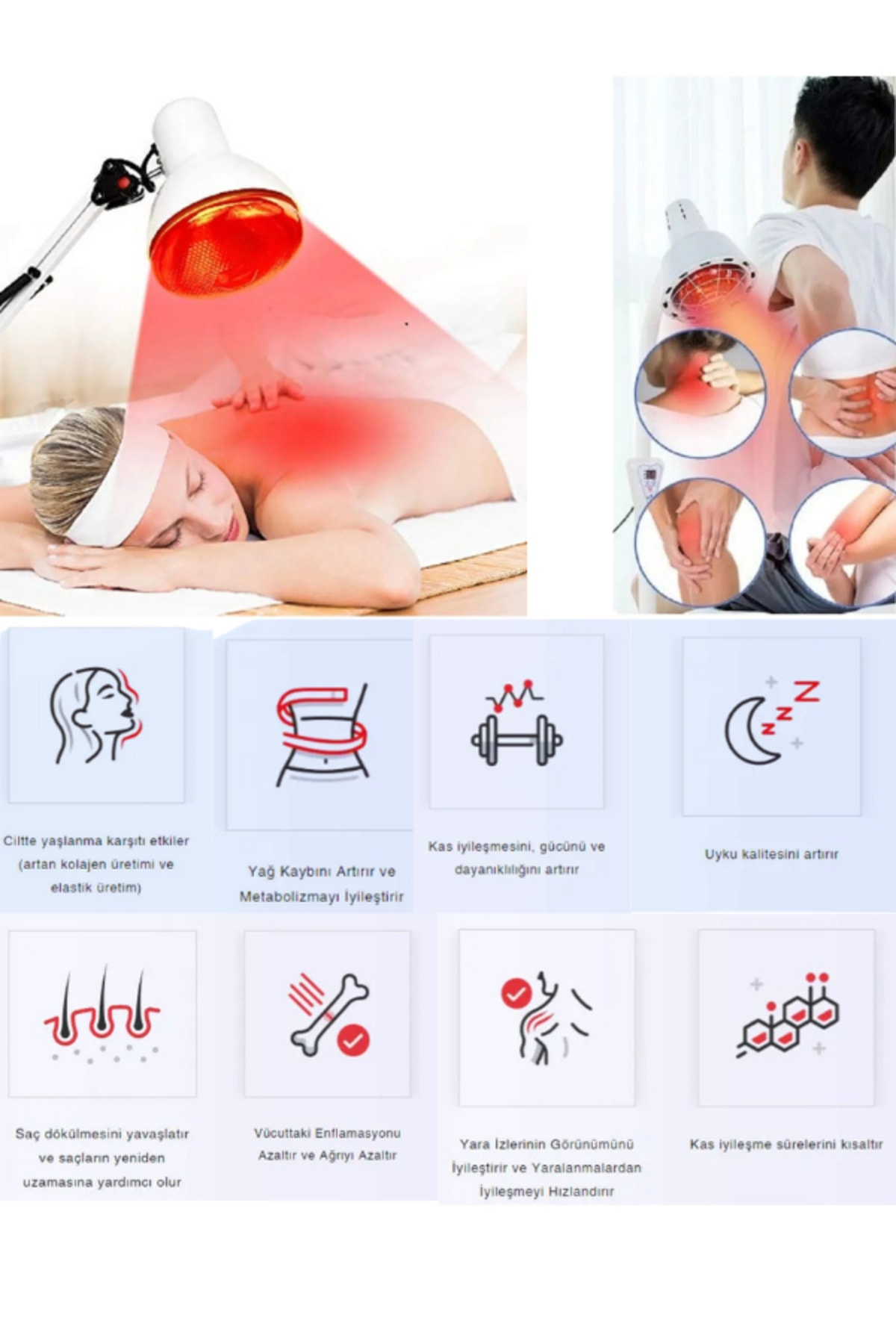 (10 Adet) 250W Kızılötesi (infrared) Hayvan Isıtma ve Fizik Tedavi Lambası (Kırmızı Işık)