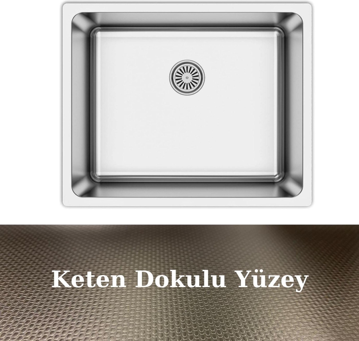 As 359 40.50 Radus Tezgah Altı Keten Doku 304 Paslanmaz Çelik Eviye