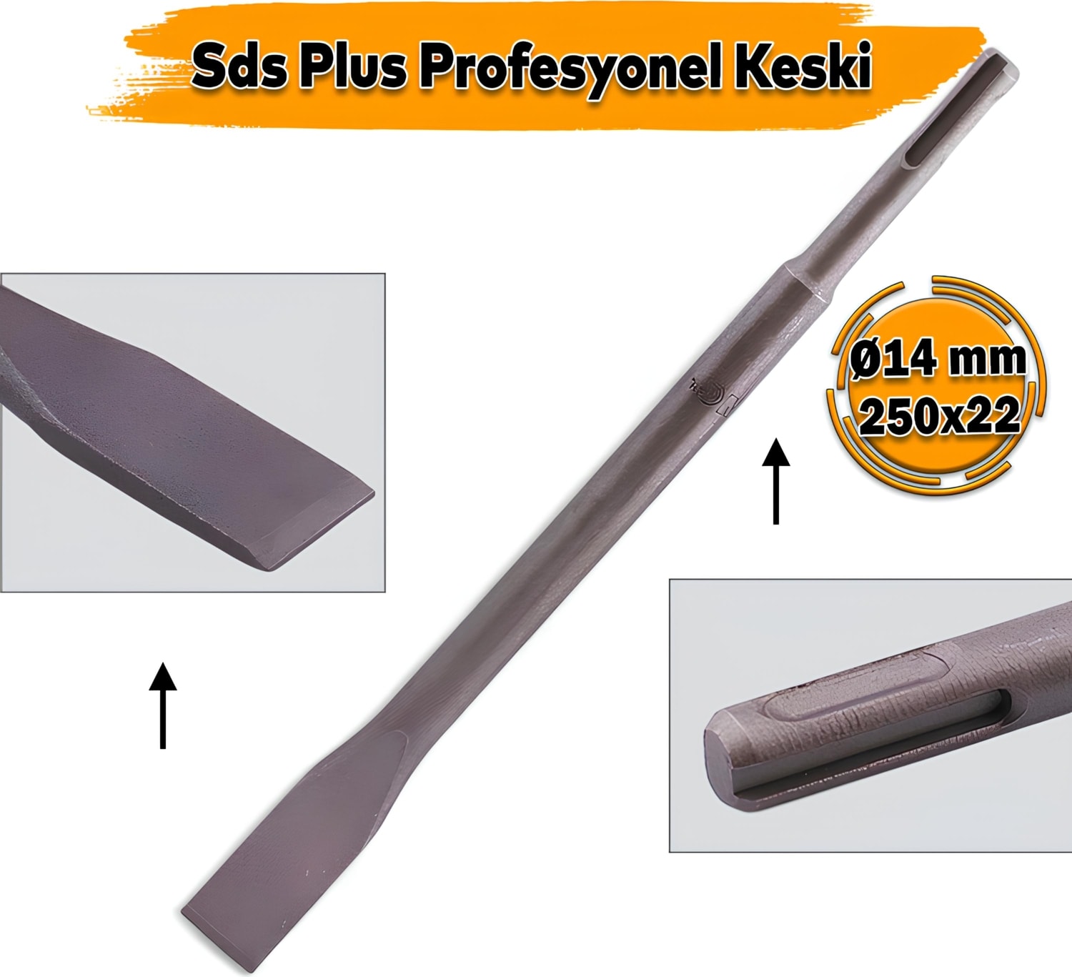 Sds Plus Profesyonel Keski 14X250X22 mm Matkap Ucu Aparatı Beton Tuğla Taş Dayanıklı Çelik Kırıcı Uç