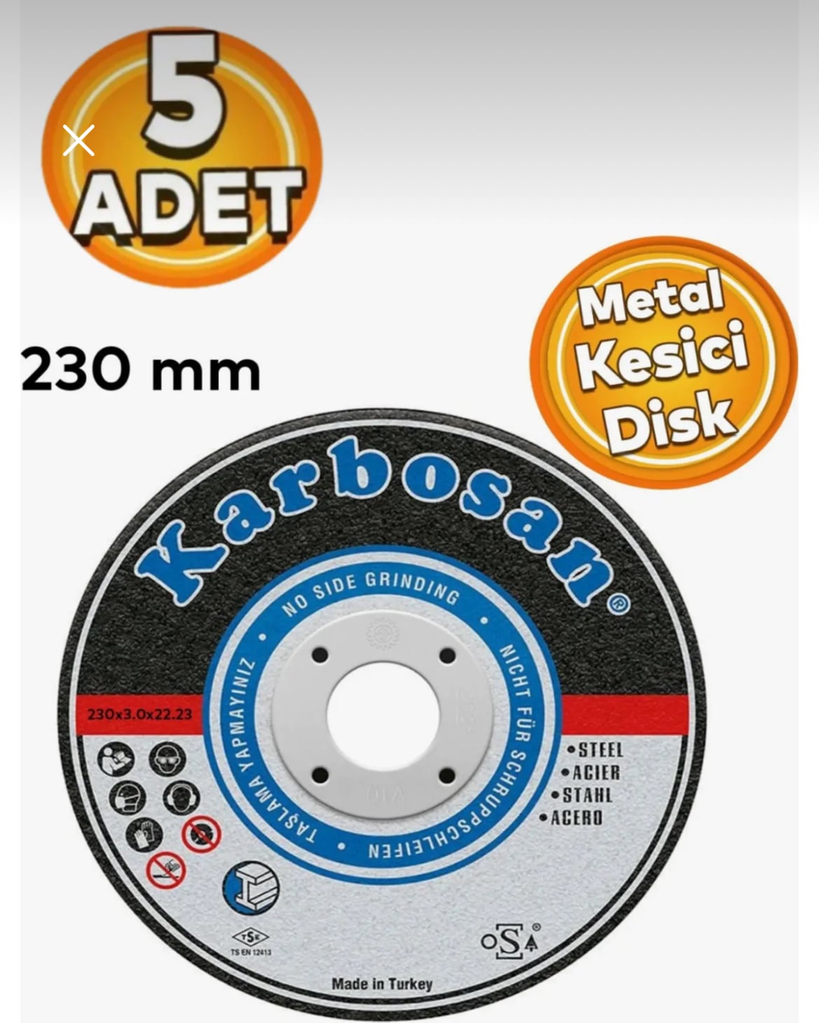 KARBOSAN Metal Kesici Disk 230X3,0X22,23 (5 Adet)