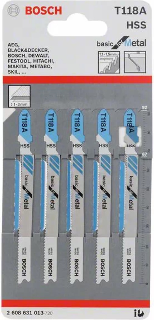 BOSCH - T 118 A Dekupaj Testeresi Bıçağı - 5'li Paket Ekonomik Seri Metal Için