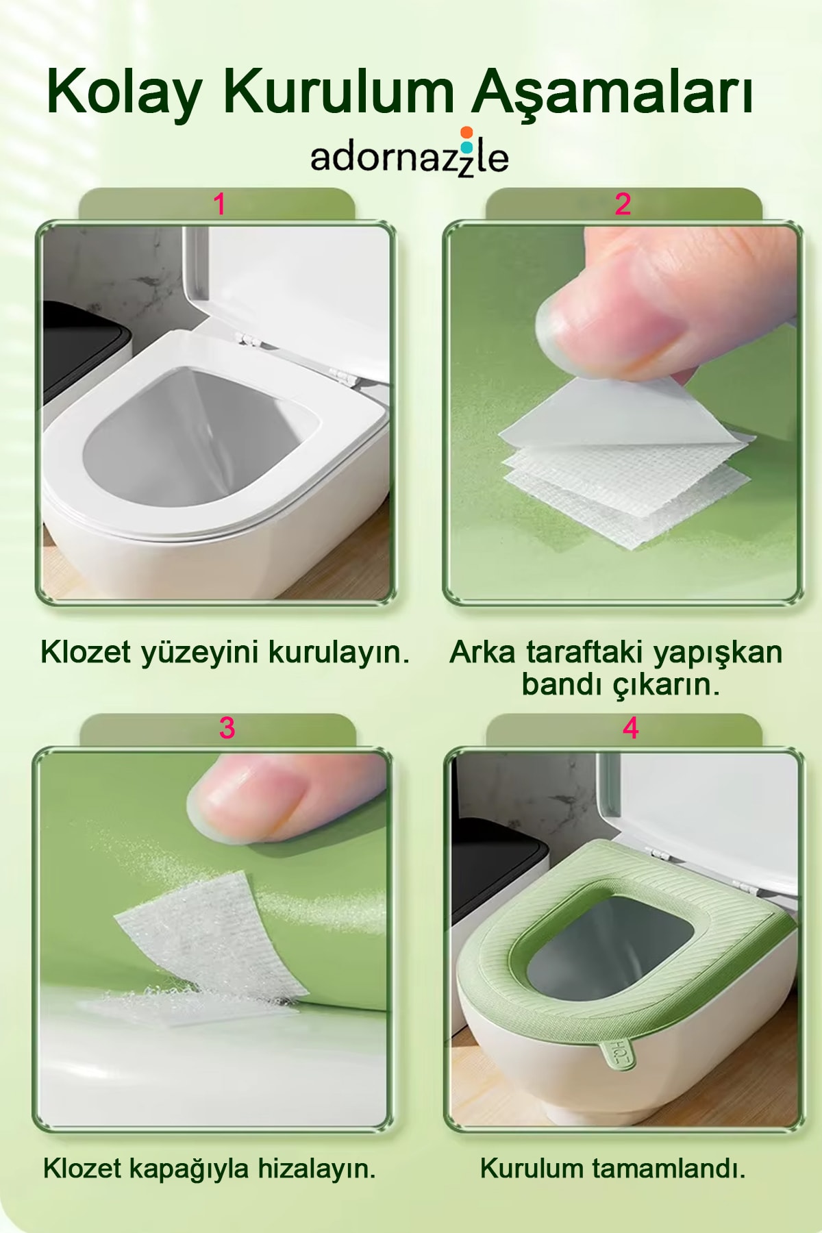 Yıkanabilir Klozet Kapağı Süngeri, Bükülebilir, Su Geçirmez, Rahat ve Pratik Kılıf