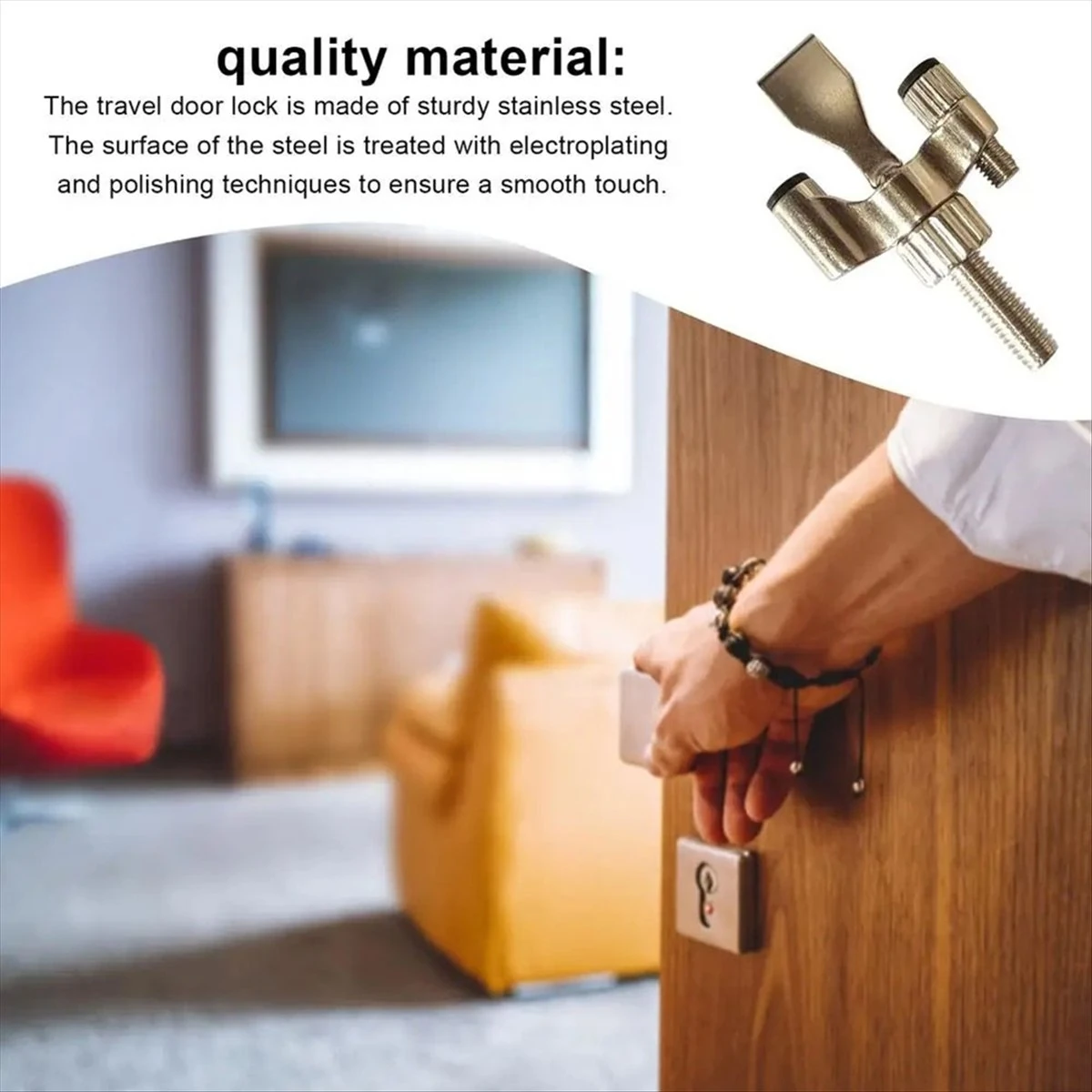 Kapı Kilidi Seyahat Küçük Çelik Kapı Kilidi Otel Odası Ev Güvenlik Kilidi Kilit Ayarlanabilir Kapı Durdurucuları Kapı Güvenliği B (Yurt Dışından)