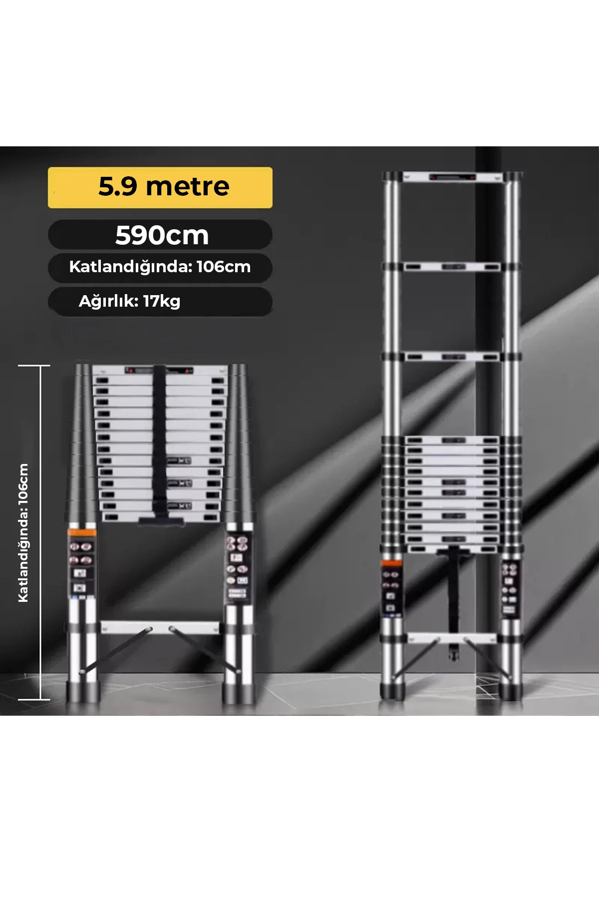 Paslanmaz Çelik Katlanır Merdiven 5.9 Metre