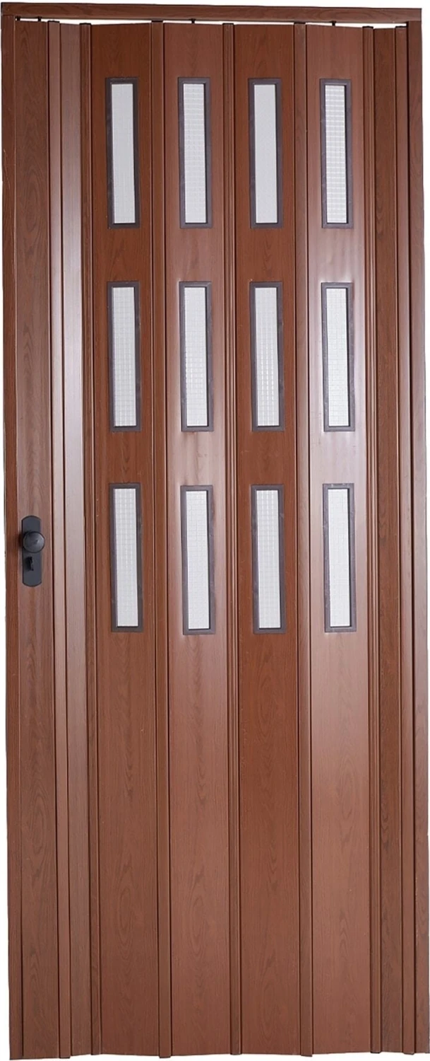 Akordiyon Kapı 162x207 cm Camlı Ceviz 12Mm Katlanır Akordeon PVC