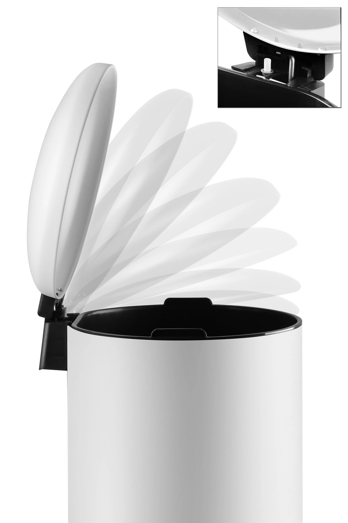 Paslanmaz Çelik Bombe Kapaklı Çöp Kovası 40 Litre Mat Beyaz