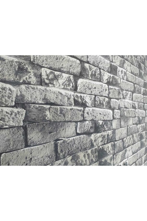 Siyah Tuğla Desenli Simli Duvar Kağıdı(%100silinebilir-5m2)