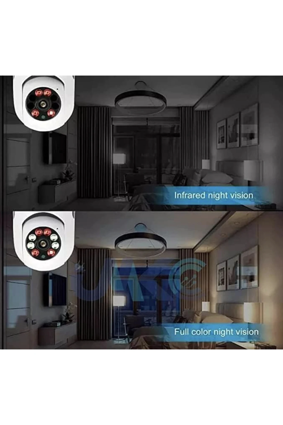 1080P HD WiFi Ampül Kamera – 360° Panoramik Görüşlü, Gece Görüşlü Kablosuz Akıllı IP Kamera