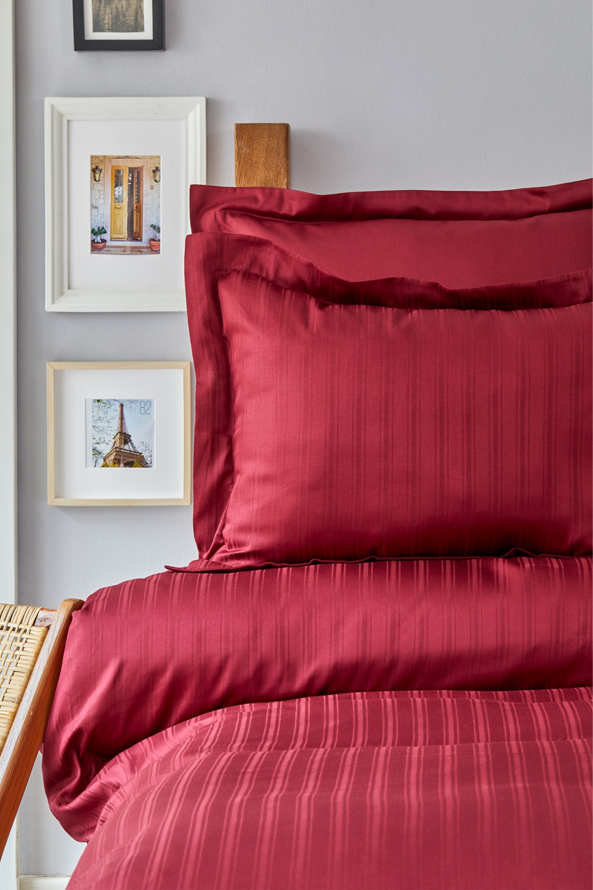 Charm Bold Bordo %100 Pamuk Tek Kişilik Nevresim Takımı