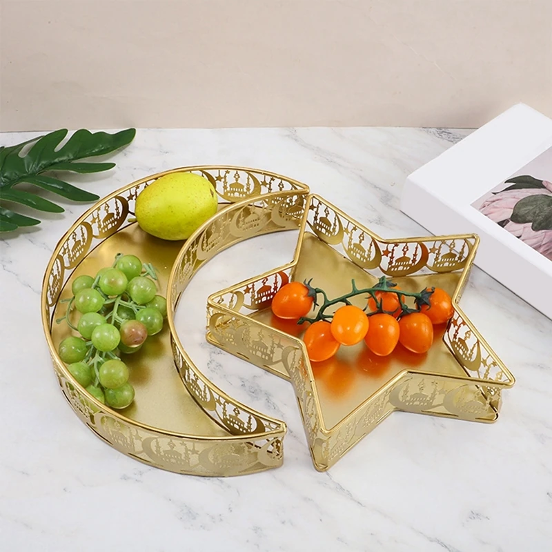 Ramazan Servis Tepsileri Metal Ay Yıldız Şekilli Eid Mubarak Islam Müslüman Yemek Servis Tepsisi (Yurt Dışından)