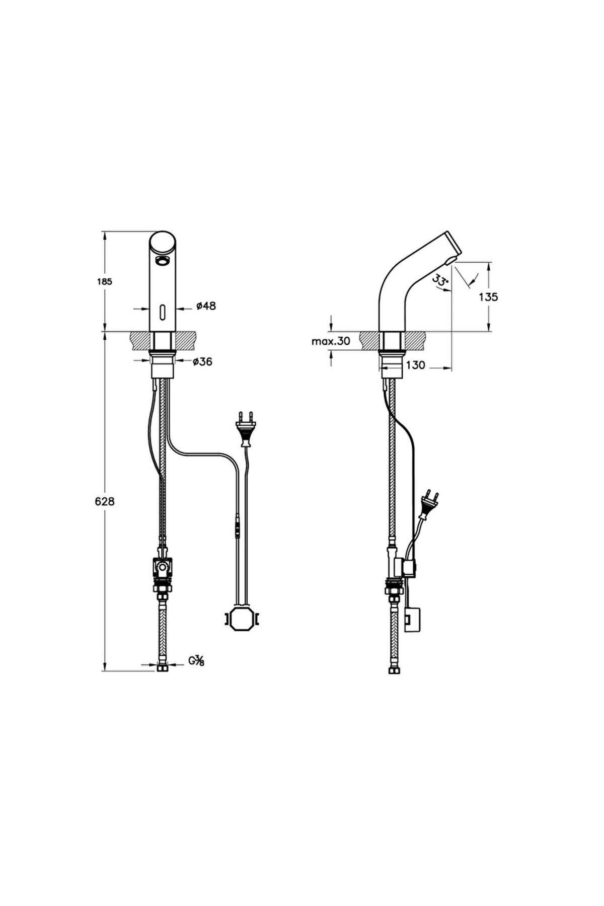 Sento Çocuk A47188 Temassız Lavabo Bataryası, Elektrikli, Tek Su Girişli, Krom - Yeşil