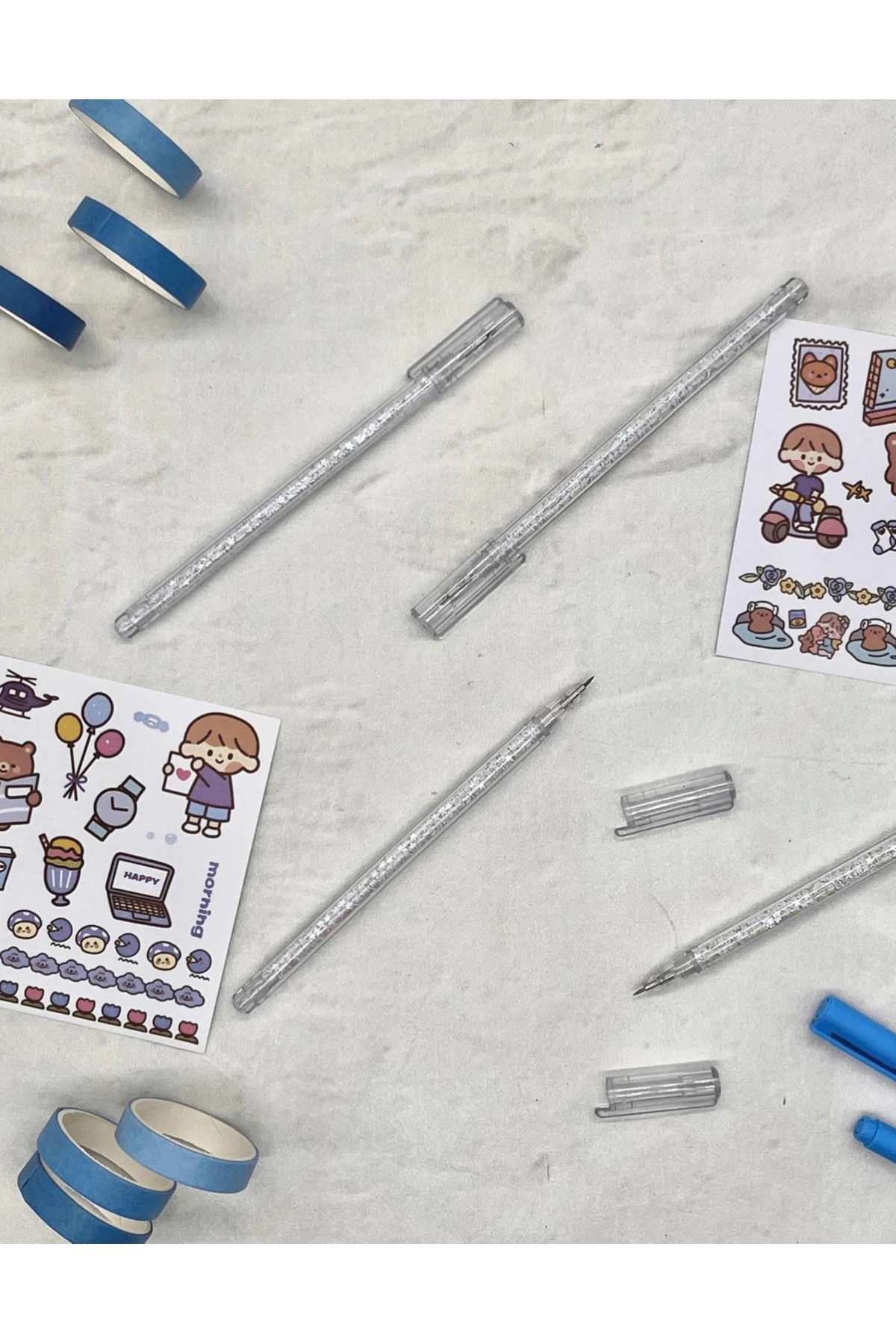 Kalem Görünümlü Beyaz Pullu Çelik Uçlu Maket Bıçağı / Sanat Bıçağı / Bullet Journal/Falçata