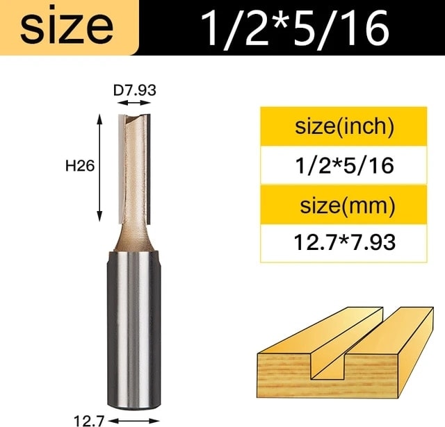 1 Adet Z00114 Tideway Düz Freze Uçları 1/2 1/4 Shank Çift Flüt Dalma Freze Kesici Karbür Uçlu Ağaç Işleme Kırpma Planya Aracı (Yurt Dışından)