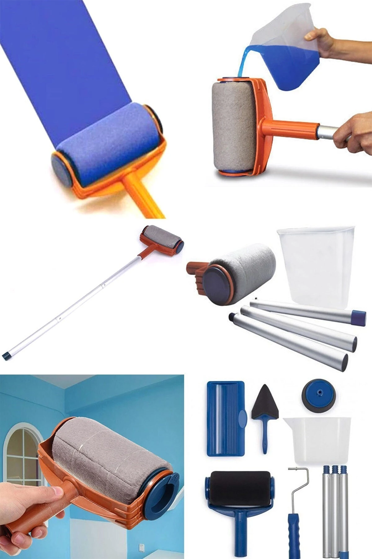 Damlatmayan Rulo Boya Fırçası Kolay Duvar Tavan Boyama Fırçası Uzatma Aparatlı