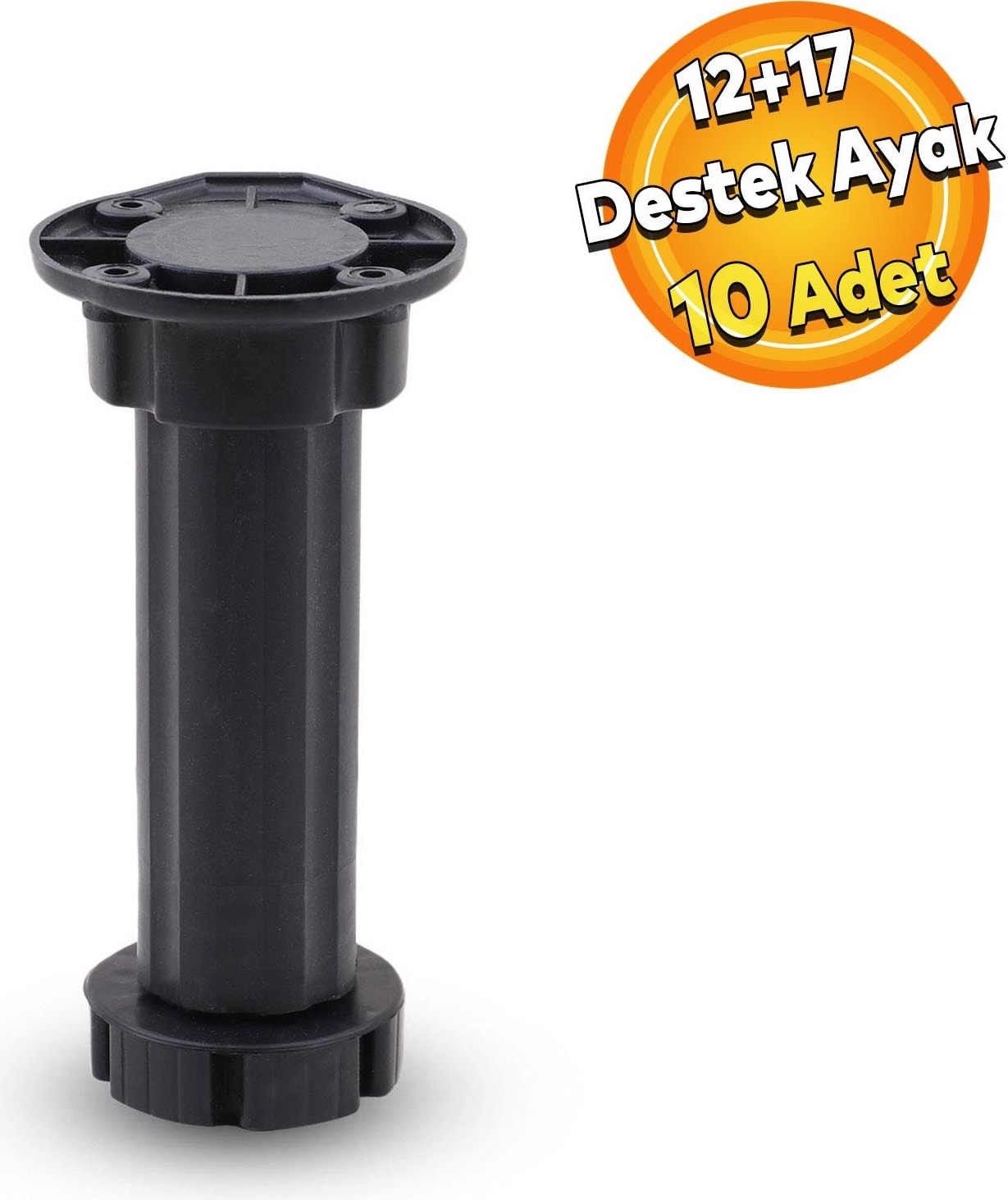 Mobilya Dolap Kanepe Koltuk Tv Ünitesi Tezgah Baza Ayağı Ayarlanabilir 12 cm Siyah Denge Destek Yükseltici Ayakları 10 Adet