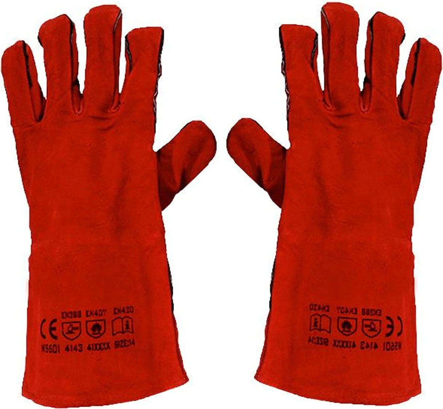 Kaynak Eldiveni Deri Kaynakçı Koruyucu Eldiveni Kırmızı No:9 (1 Çift)