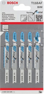 BOSCH - Kırılmaya Karşı Dayanıklı Seri Metal İçin T 118 Af Dekupaj Testeresi Bıçağı - 5'Li Paket