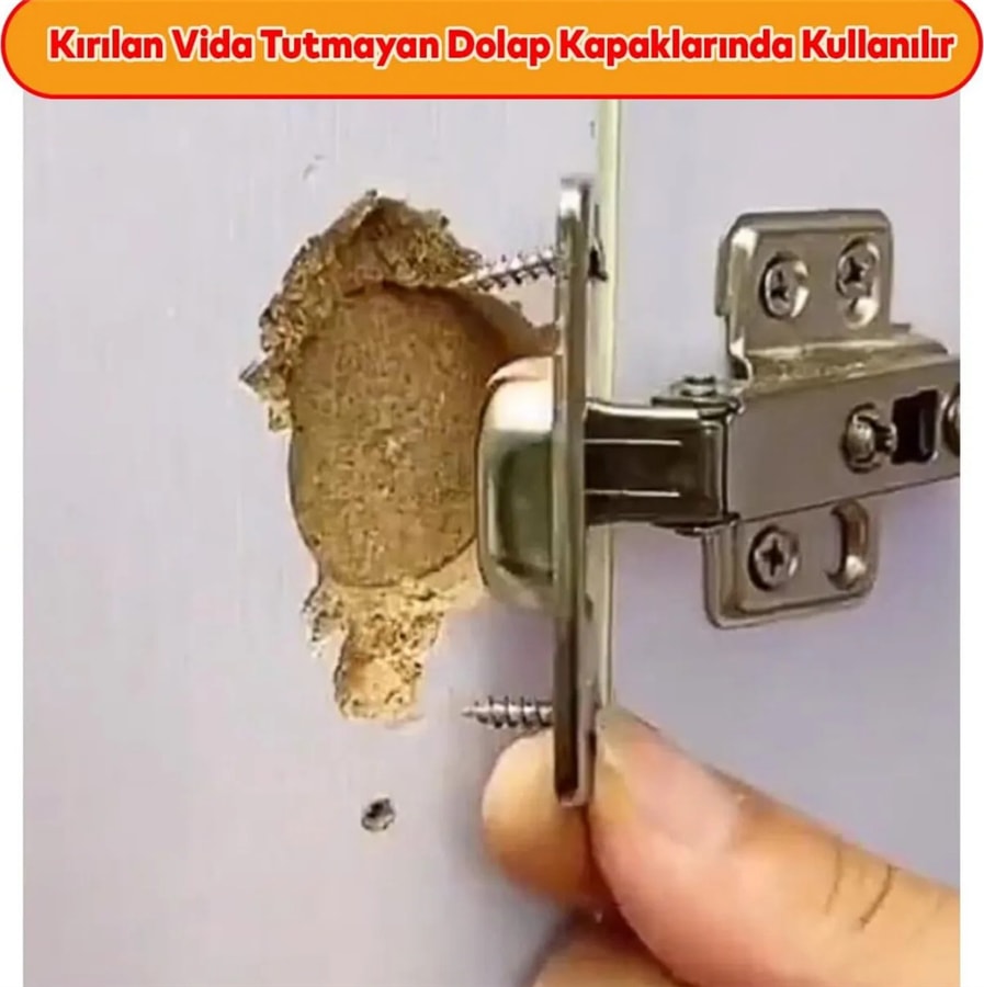 Menteşe Tamir Sacı Pratik Paslanmaz Dolap Tamir Onarım Kiti Kapak Menteşe Tamir Onarım Seti 4 Adet