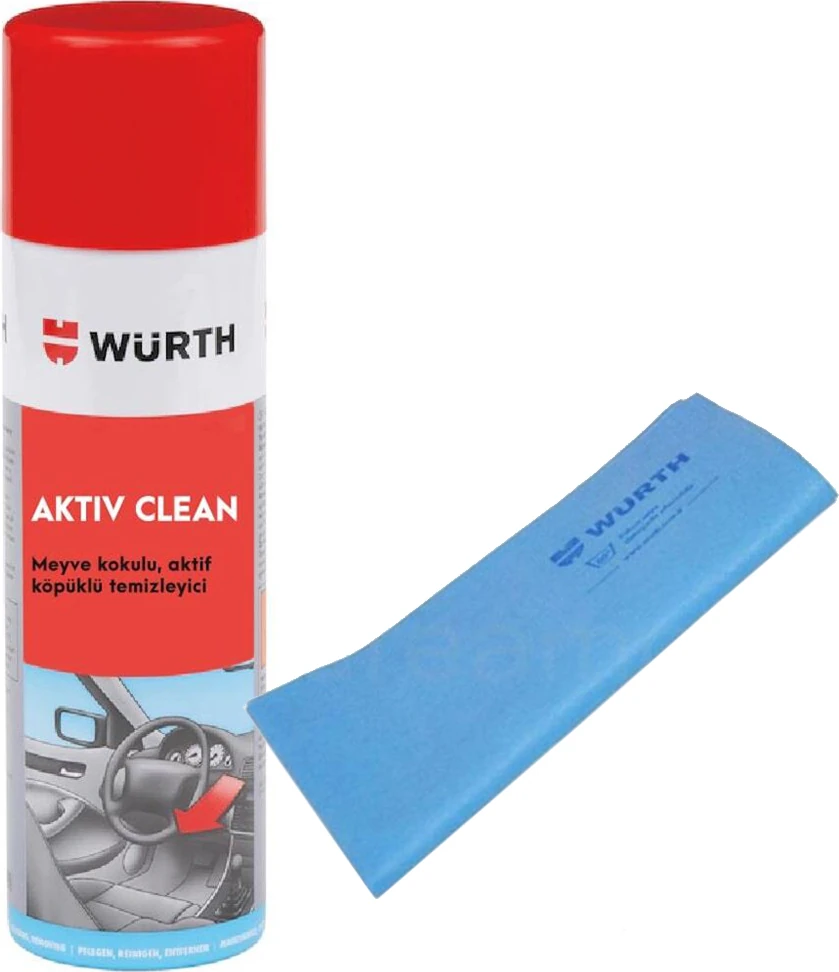 Activ Clean Würth Activ Clean Temizleme Köpüğü 500 ml + Güderi Bez Mavi 130GR