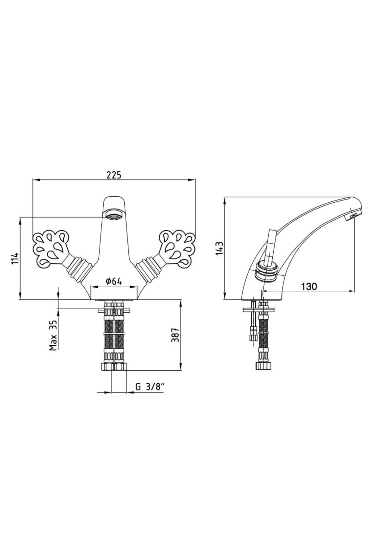 Osmanlı Eskitme Lavabo Bataryası 102208002