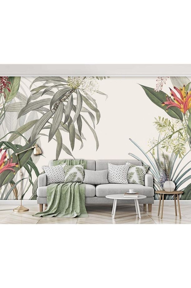 Tropical Jungle Ağaçlar Ve Yapraklar Duvar Kağıdı
