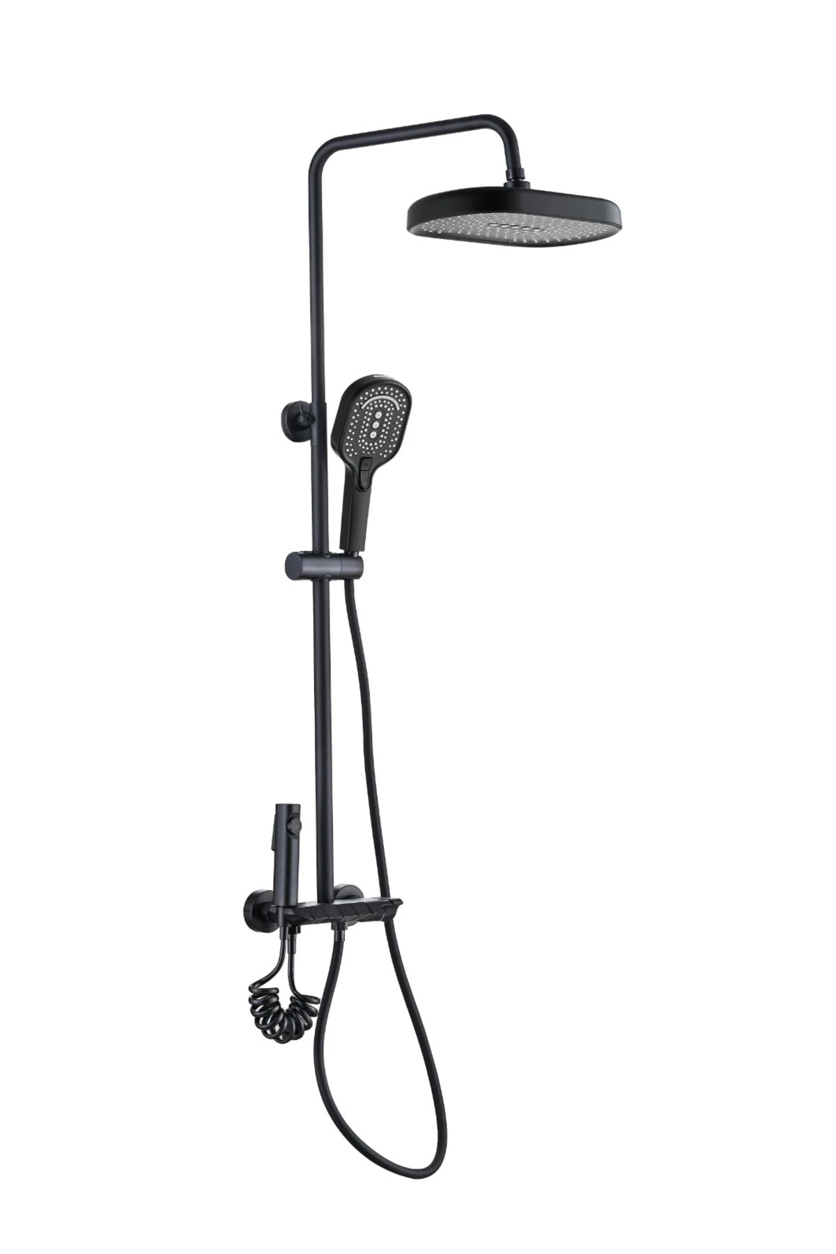 Piano Siyah Tepe Duş Seti - Pirinç Gövdeli Ayarlanabilir Duş Sistemi