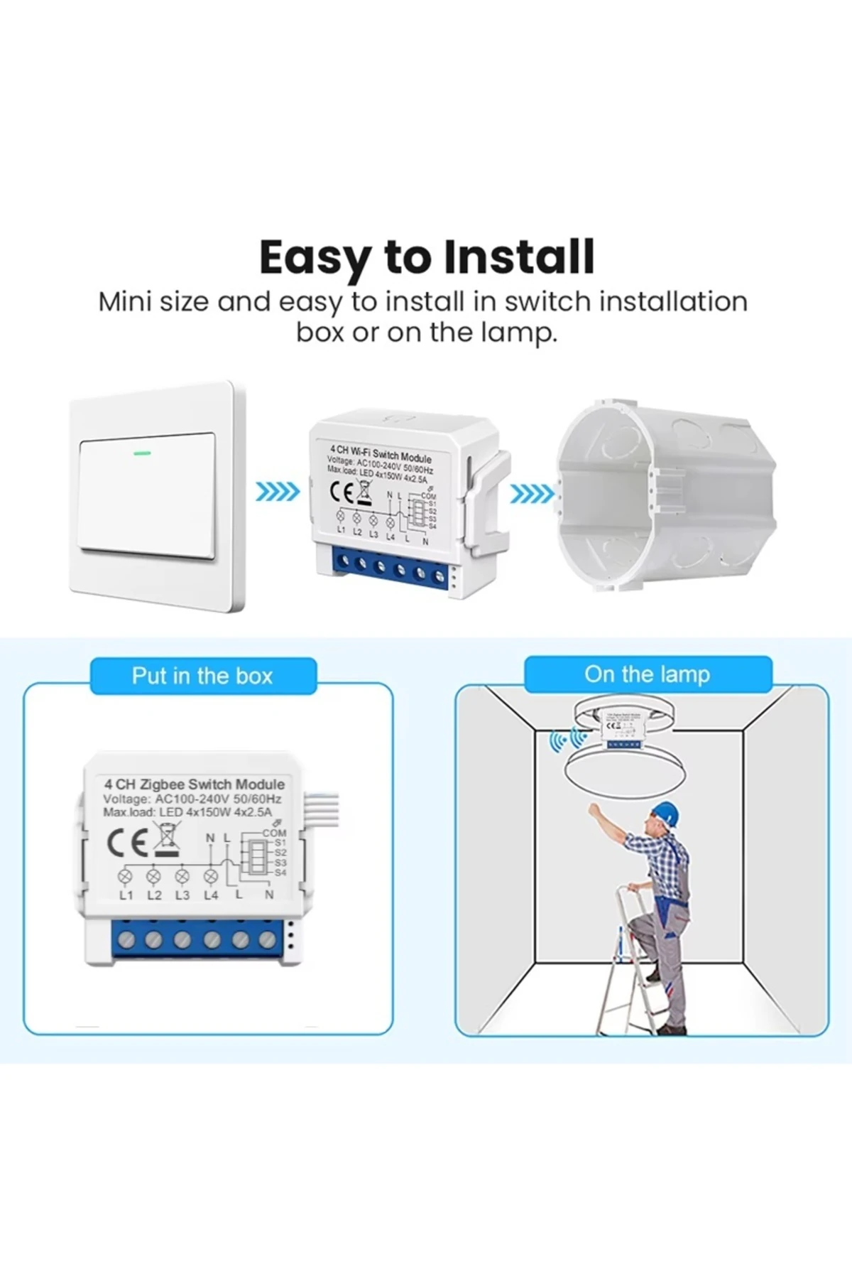 Tuya 4ch Zigbee Akıllı Işık Anahtarı Modülü Tuya 4CH Zigbee Anahtar 4 Kanal Zigbee röle