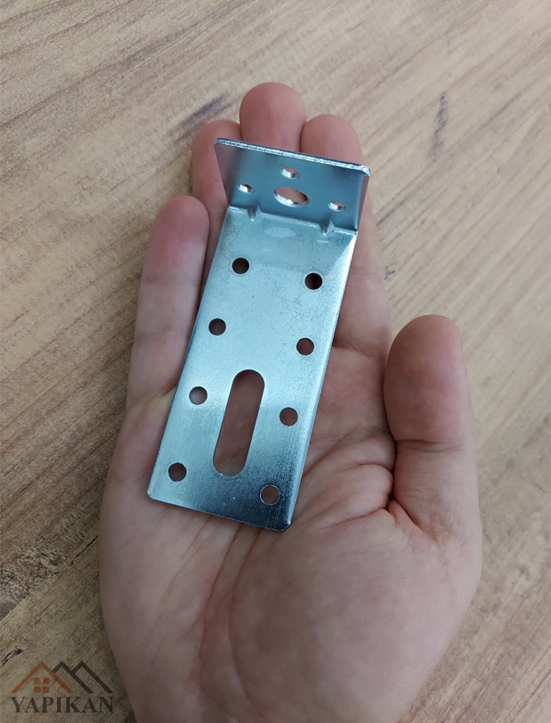 Deprem Güvenliği Dolap Sabitleme Aparatı Seti 4 x 3.2x 8.8 cm - Mobilya Gardırop Portmanto Kitaplık Masa Raf Eşya Duvara Sabitleyici Aparat - Orta Yük L Demir Köşe Bağlantı Gönye Köşebent