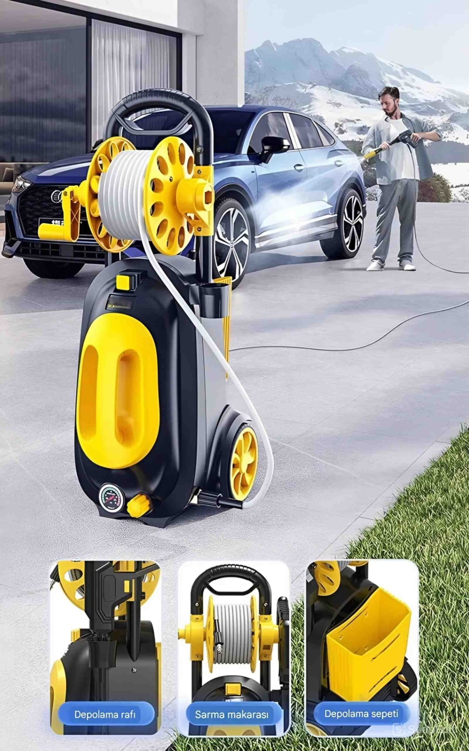 İyisi Yok Elektrikli Yüksek Basınçlı Yıkama Makinesi Ev Tipi Araba oto Yıkama Su Tabancası