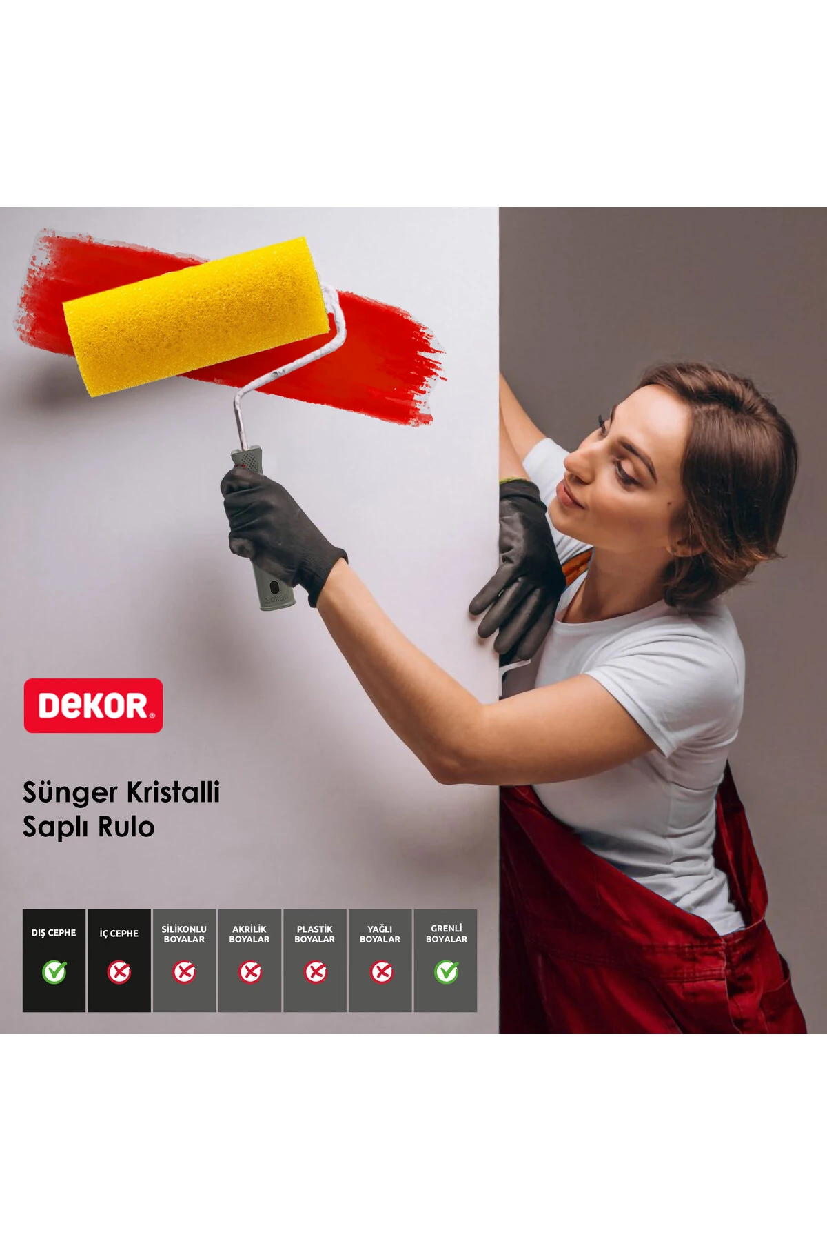 1118 Sünger Kristalli Efekt Rulo 20 cm Grenli Boya Uygulama Rulosu