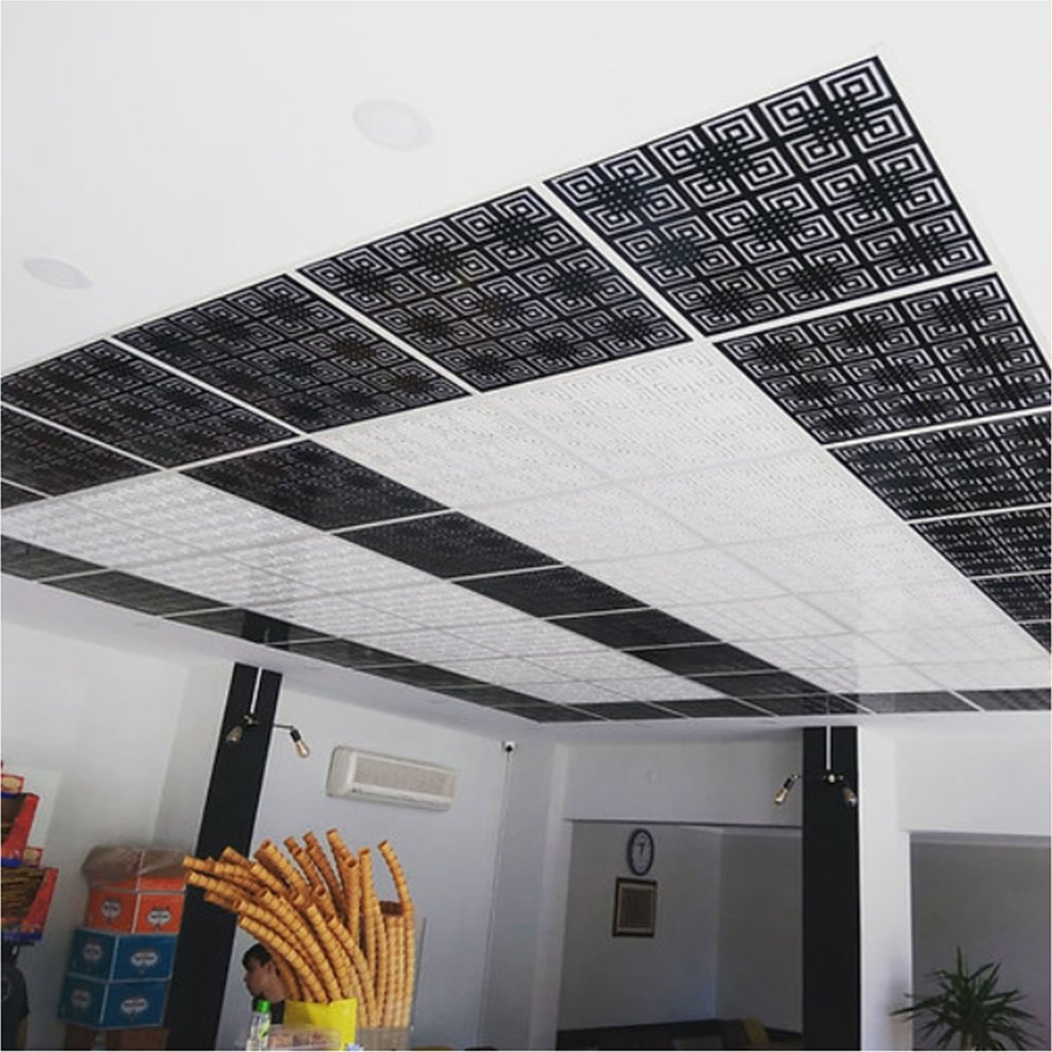 12'li Dekoratif Tavan Paneli Labirent (60X60) Beyaz - Beyaz