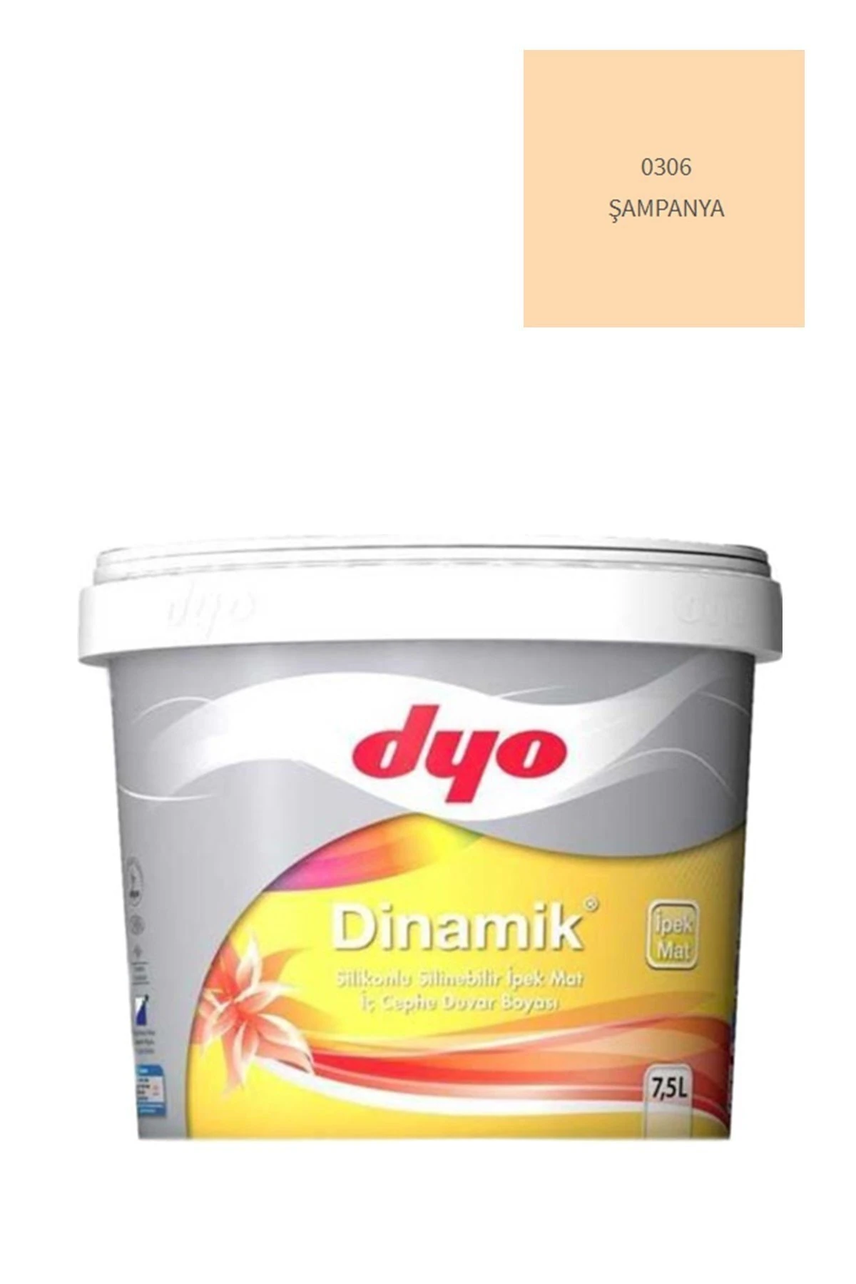 Dyo Dinamik Silikonlu Silinebilir Ipek Mat Iç Cephe Duvar Boyası 0306 Şampanya 7,5 Lt