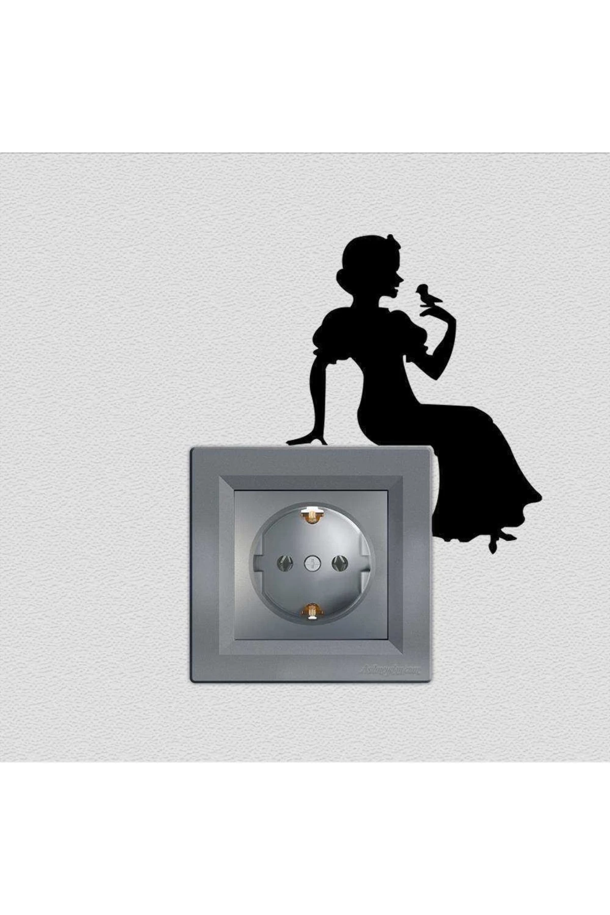 4 Adet Pamuk Prenses Çocuk Odası Dekoratif Priz Sticker Duvar Çıkartma, Etiket