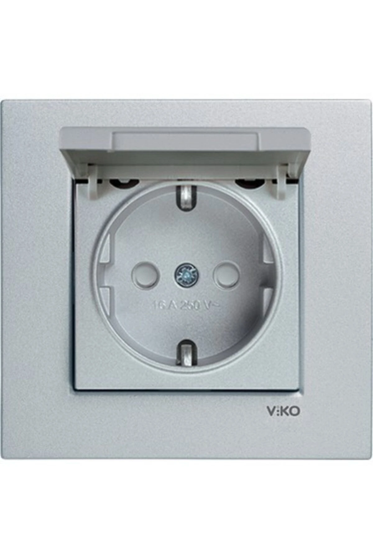 Kapaklı Topraklı Priz Çocuk Korumalı Çerçeveli (GÜMÜŞ)