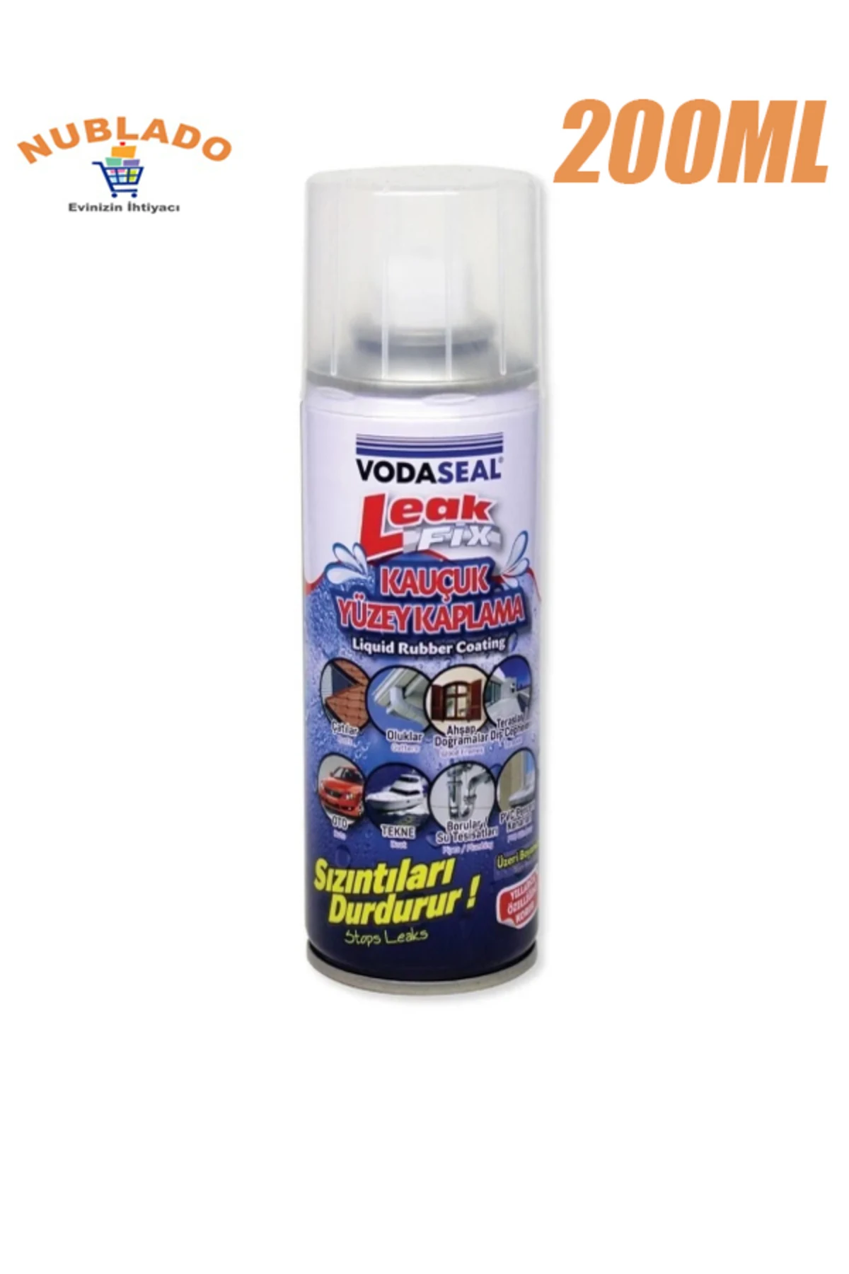 Leak Fix Su Geçirmez Sızdırmaz Sızıntı Önleyici Kauçuk Kaplama Izolasyon Şefaf Sprey 200 Ml.