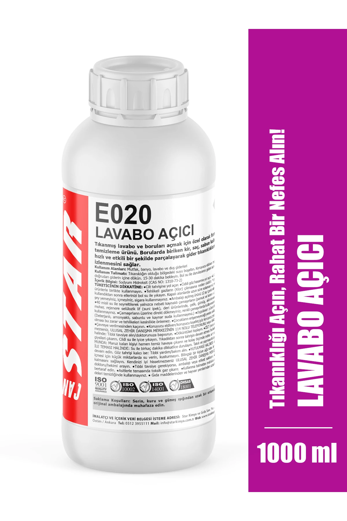 Ultra Güçlü Lavabo Açıcı – 1000 ml, 5 Dakikada Tıkanıklıkları Açan Güçlü Formül