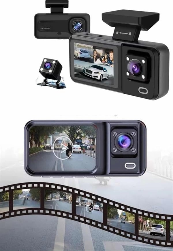 Ön ve Arka Kameralı 2 Inç 1080P Full Hd Dvr Araç Içi Ekran