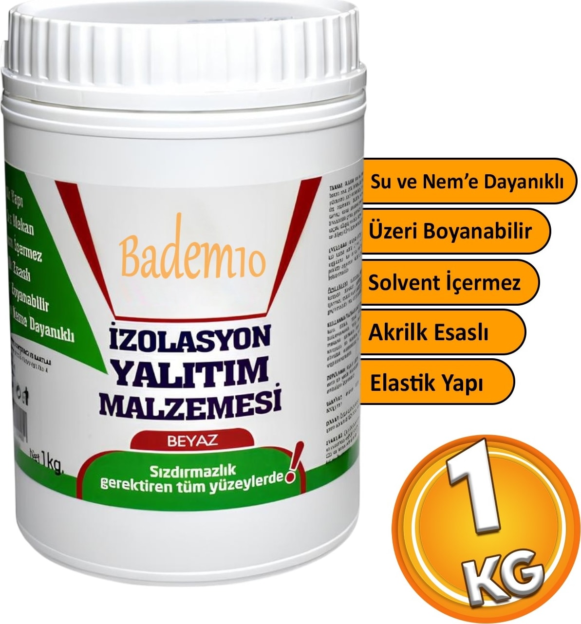 Izolasyon Yalıtım Malzemesi 1 kg Beyaz Renk Su Sızdırmaz Elastik Boyanabilir Rutubet Nem Yalıtımı