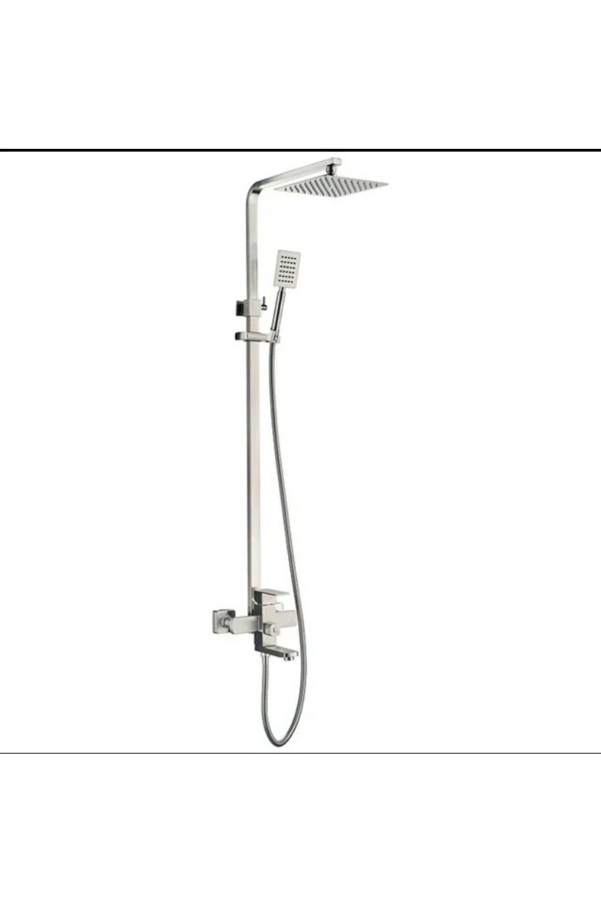 Mat Krom Duş Seti Nikel Duş Sistemi Batarya Dahil Set Tepe Yağmurlama Robot Duş Mat Nikel