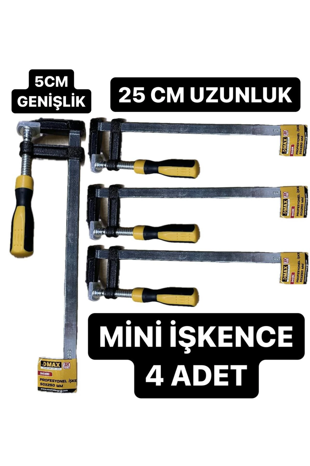 4ADET 25 CM MİNİ İŞKENCE F TİPİ PLASTİK SAPLI MARANGOZ MODELİ